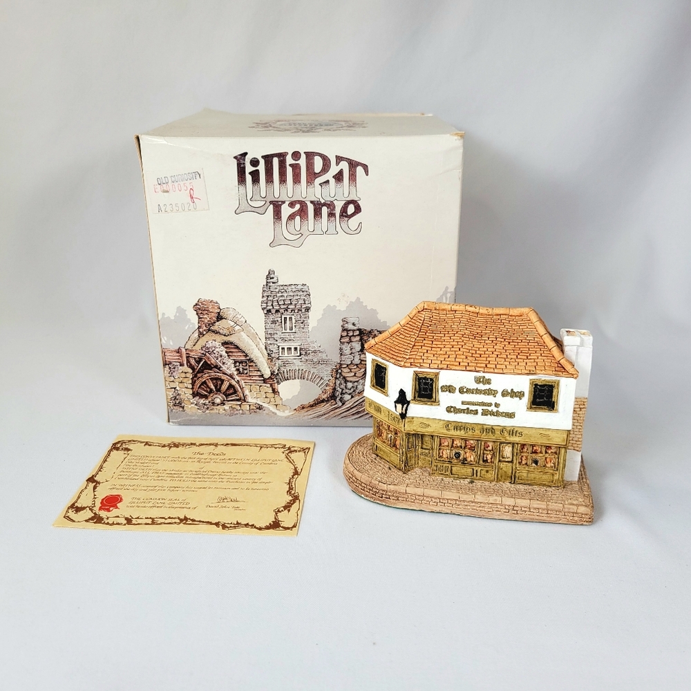 Lilliput Lane "Old Curiosity Shop" 1987 Vintage Cottage House w/ Box & Deed